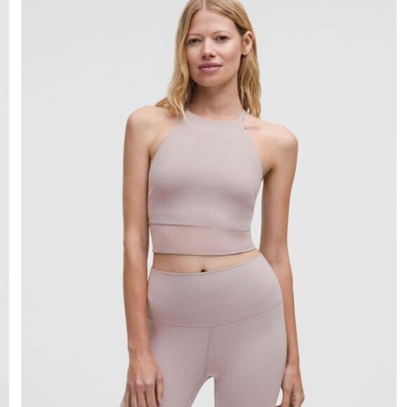Lululemon Nulu High-Neck Mesh-Hem Tank Top *Light Support, B/C Cup Mauve Grey - Picture 2 of 6